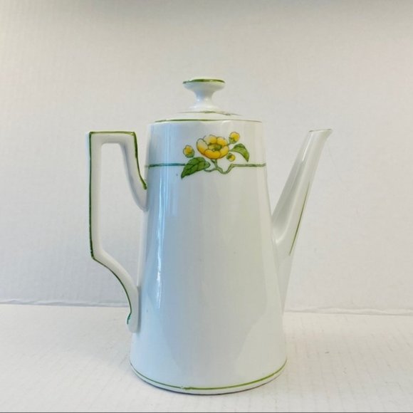 Vintage teapot Victoria Austria yellow flower floral ceramic pottery vine leaf - Picture 6 of 10